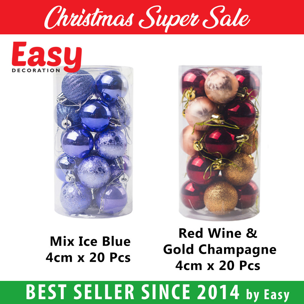Bola Natal 4 cm Mix Christmas Decoration Balls 20 Pcs Easy Decoration