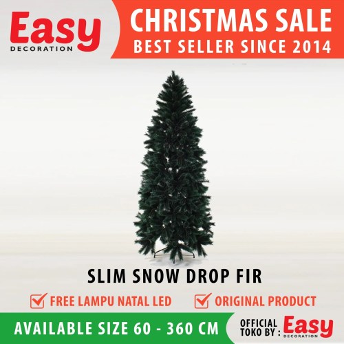 Pohon Natal Slim Snow Drop Fir Ukuran 4 - 7 Feet Christmas Tree