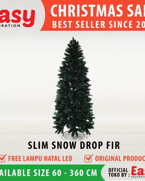 Pohon Natal 6 feet - 180 cm Slim Snow Drop Fir Easy Decoration