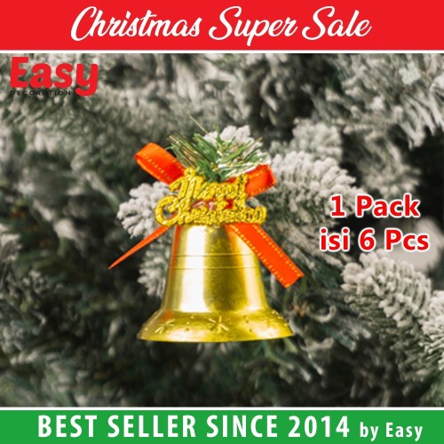 Lonceng Natal Gantungan Dekorasi Hiasan Bell Plastik isi 6 Pcs Easy Decoration