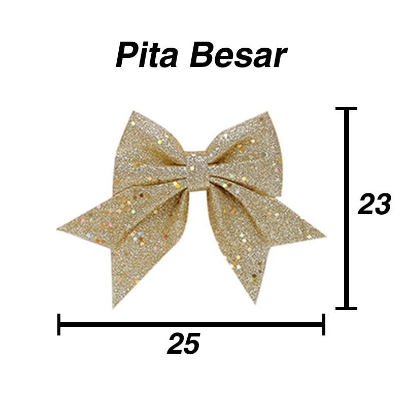 Pita Natal Gliter Hiasan 1 Pcs Aksesoris Dekorasi Christmas Ribbon Besar Easy Decoration - Image 2