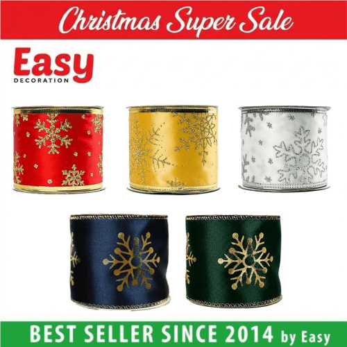 Pita Natal Kawat Roll Hiasan Ornament Dekorasi Parcel Ornament 6,3 cm Easy Decoration