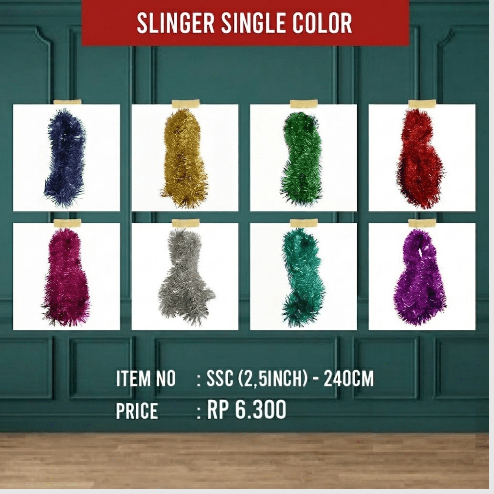 Slinger Natal Tinsel Singel Color - 2 Meter Easy Decoration