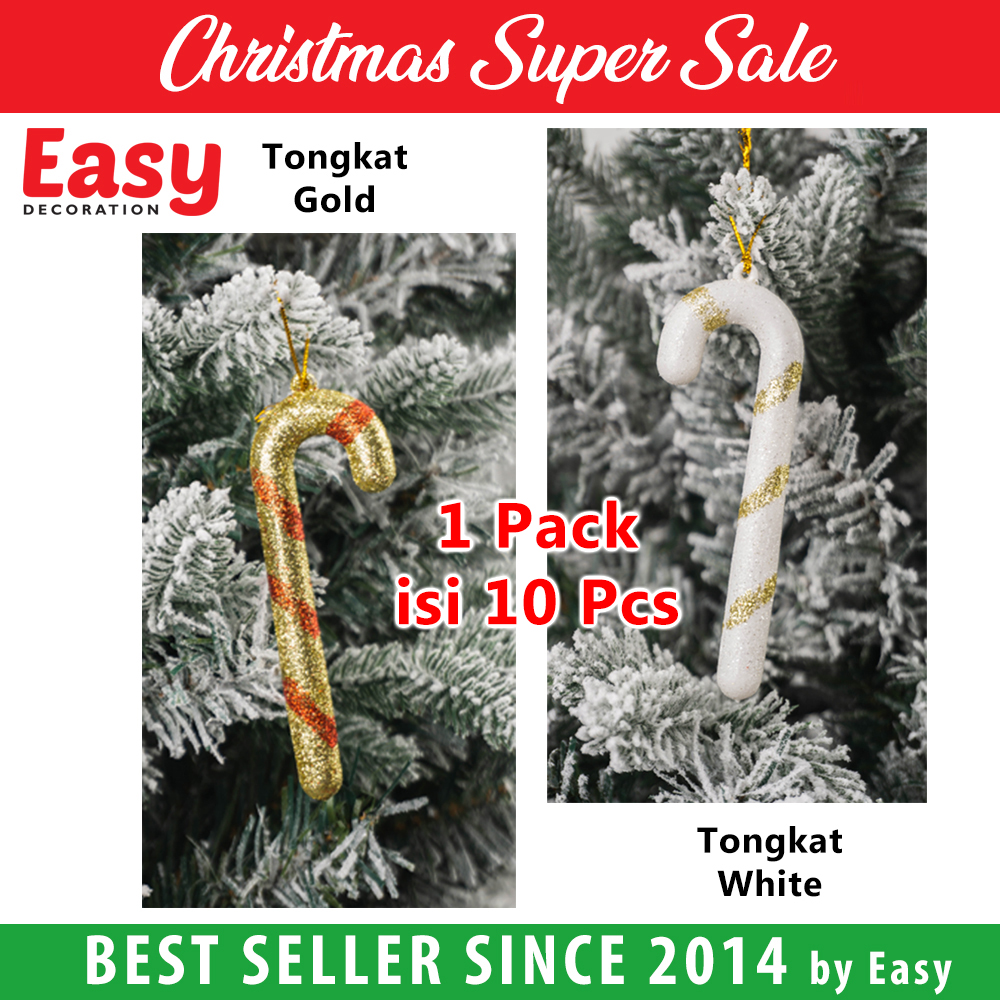 Hiasan Tongkat Natal Candy Cane Permen Gantung isi 10 Pcs Easy Decoration