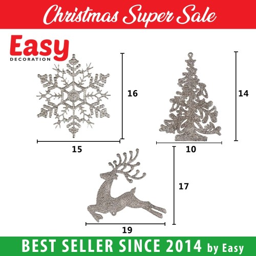 Hiasan Natal Dekorasi Boneka Gantungan Snow Flake Pohon Christmas Easy Decoration
