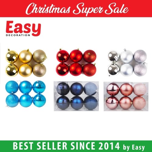 Bola Natal Ukuran 10cm Christmas Decoration Ball 12Pcs/Pack