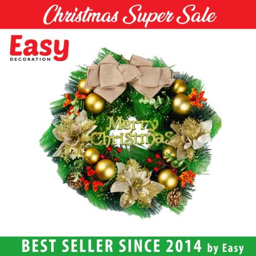 Krans Natal Hiasan Natal Wreath Jarum Premium Easy Decoration