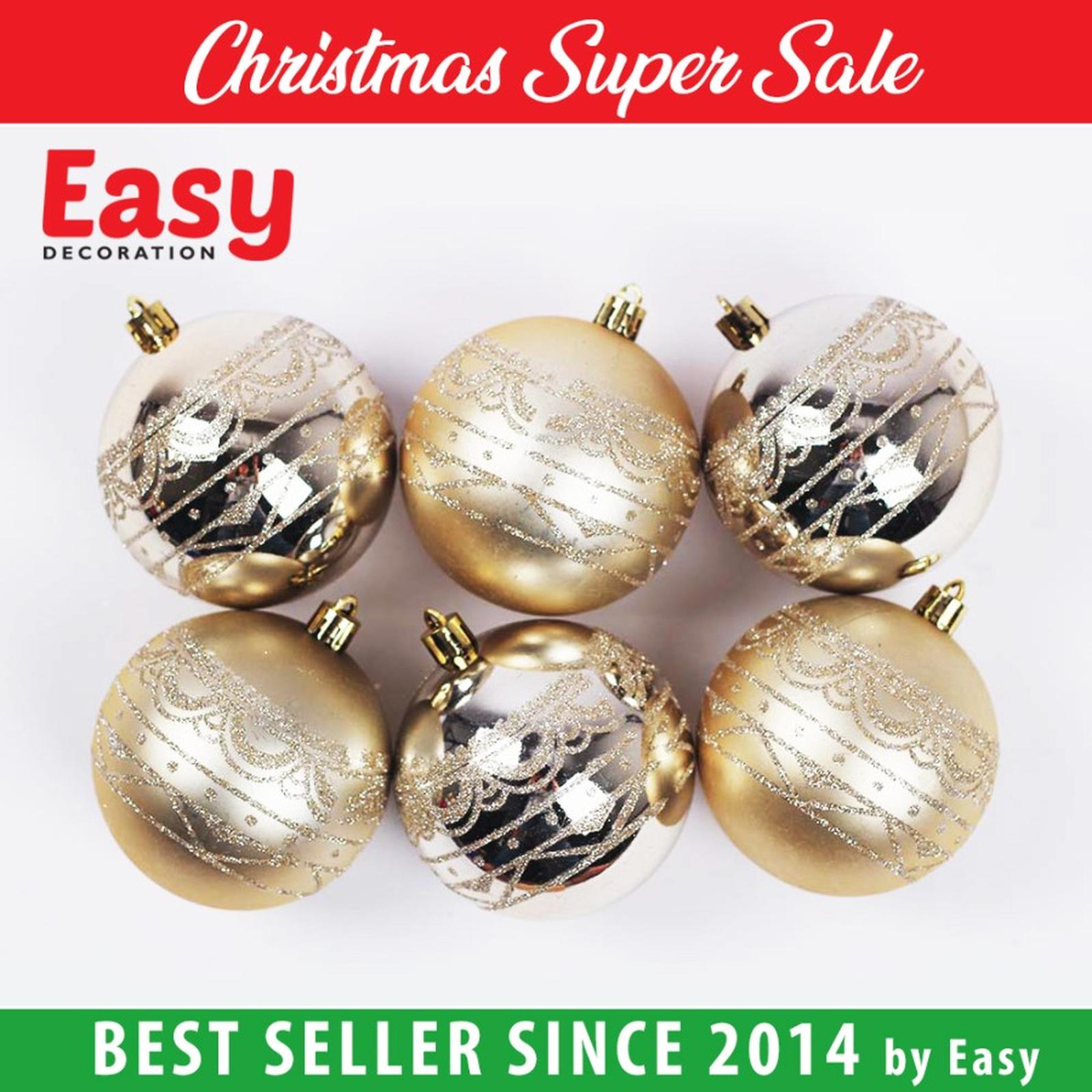 Bola Natal 8 cm Warna Spesial Hiasan Christmas Ornament isi 12 Pcs